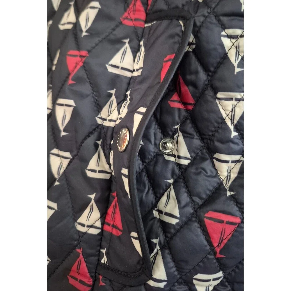 Talbots Women's Puffer Vest Size XL Blue Lightweight Quilted Sailboat Nautical